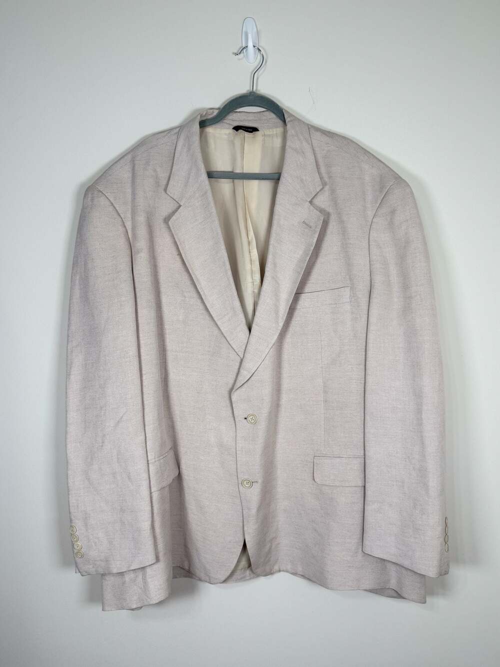 Natural Exchange Executives Classic Tan Linen Blend Two-Button Blazer Sport Coat